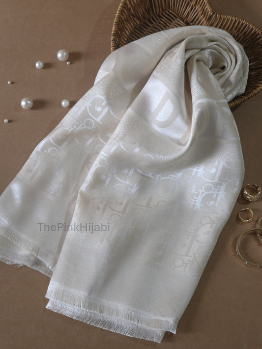Brand Print Scarf – Viscose Satin Luxe