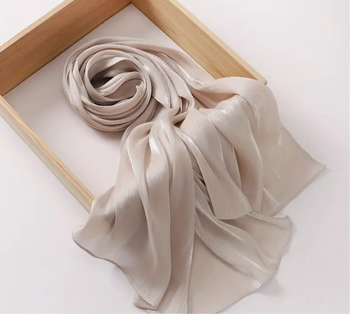 Dusty Silver Organza Shimmer Hijab