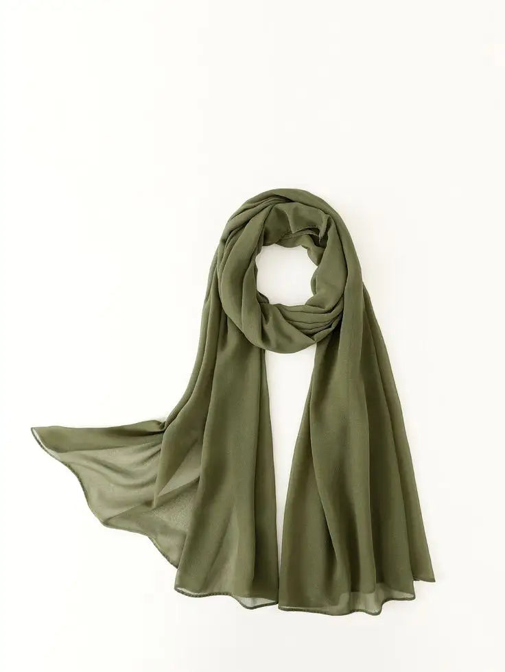 BIG SIZE OLIVE CHIFFON HIJAB
