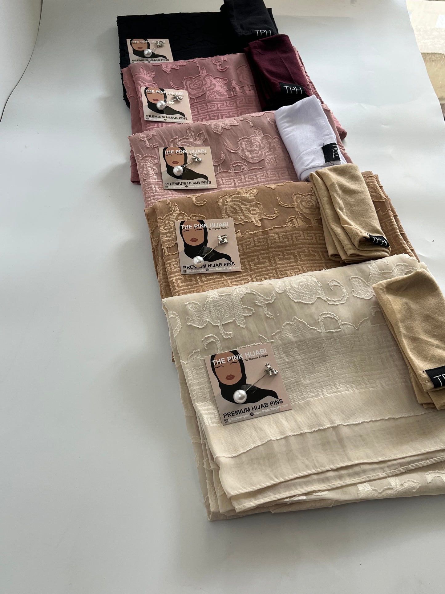 Turkish Rose Chiffon Brasso Hijab Combo Set