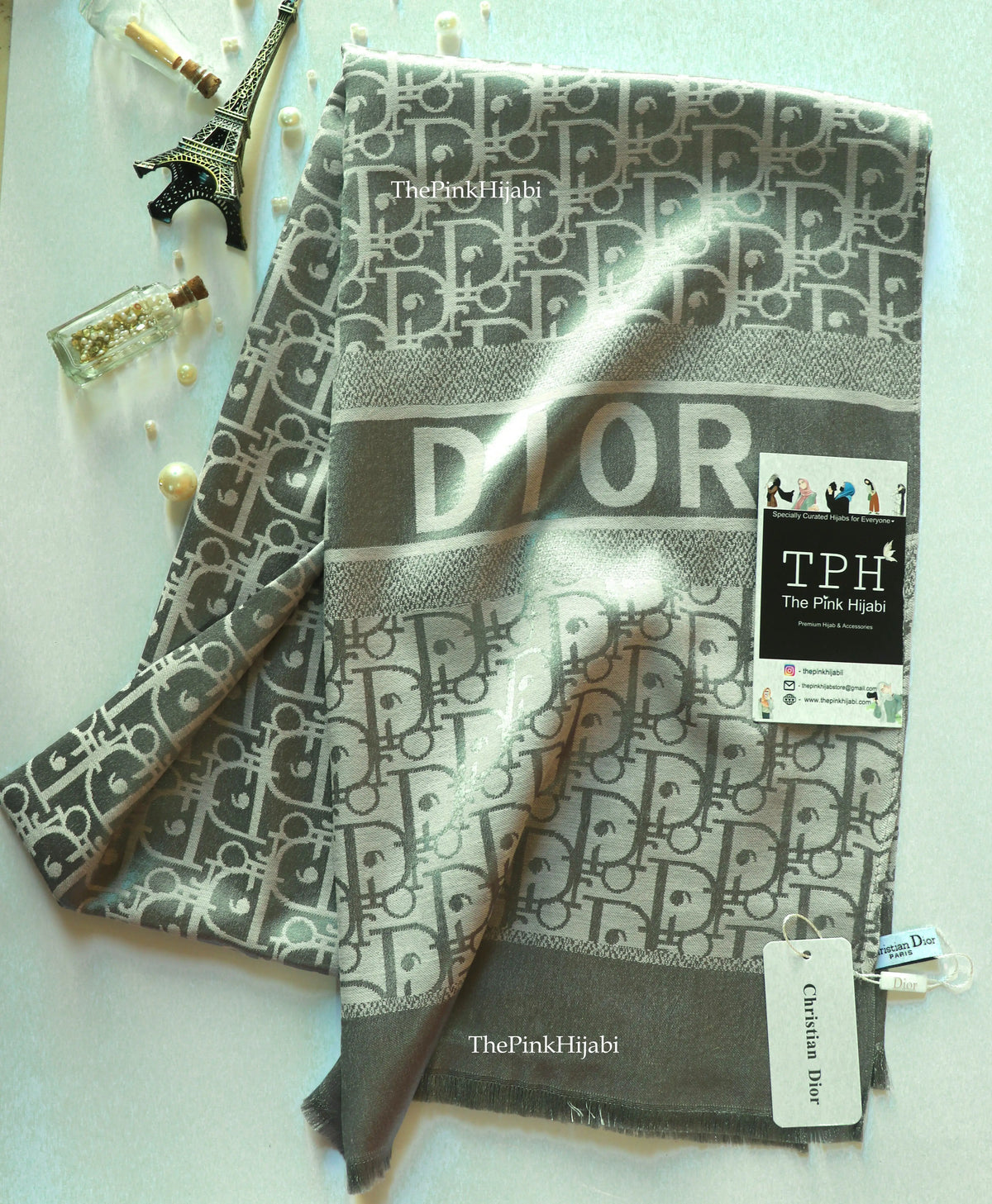 Silver luxury cashmere silk scarf – The Pink Hijabi