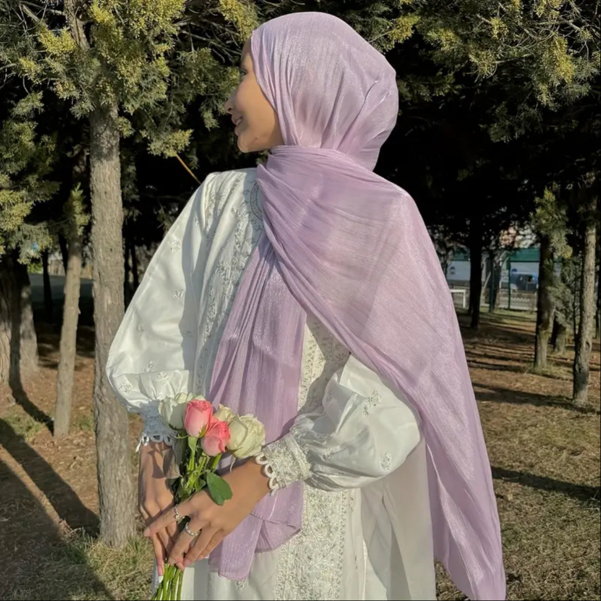 Light Lilac Organza Shimmer Hijab