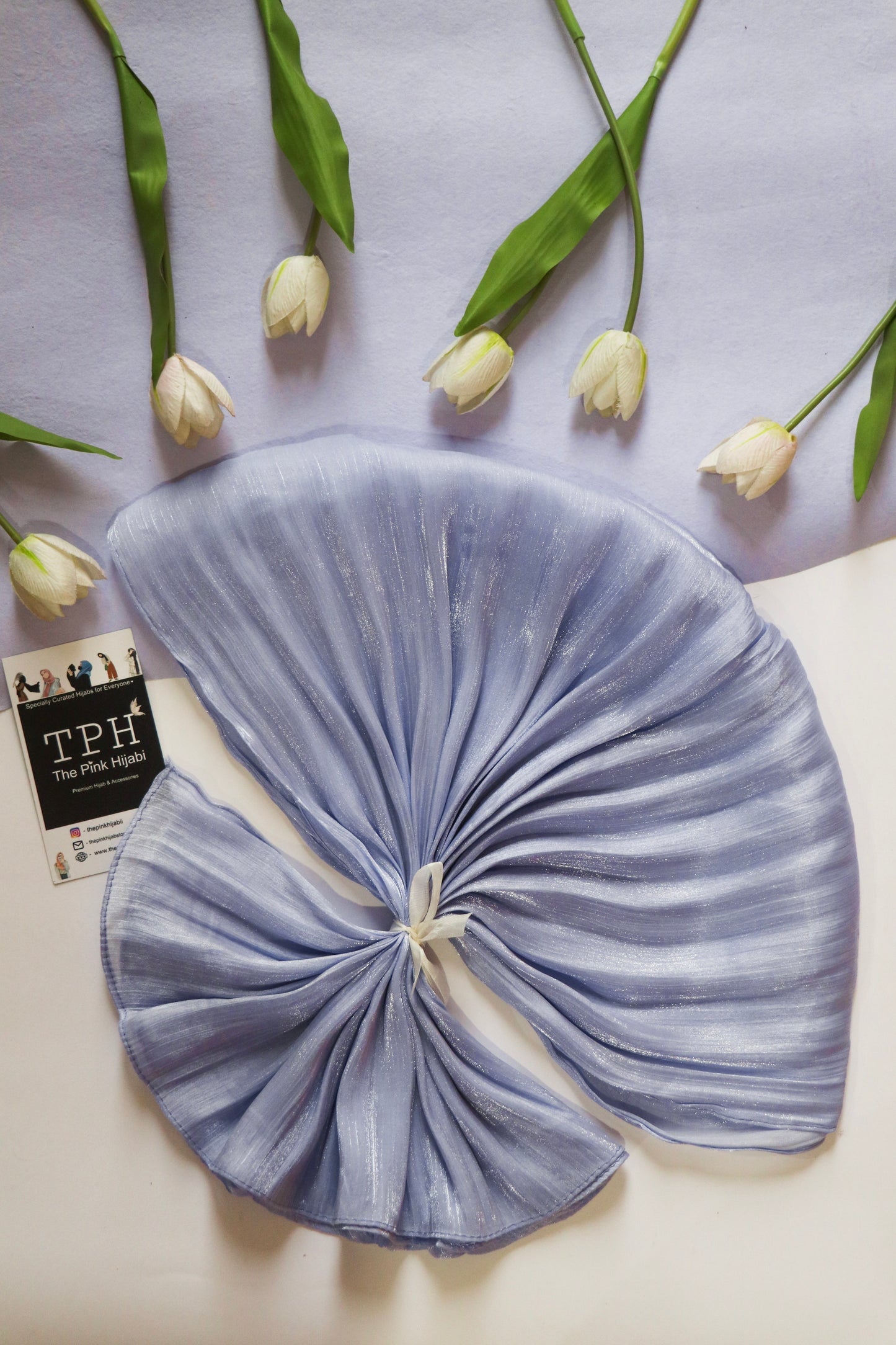 Powder Blue Organza Shimmer Hijab