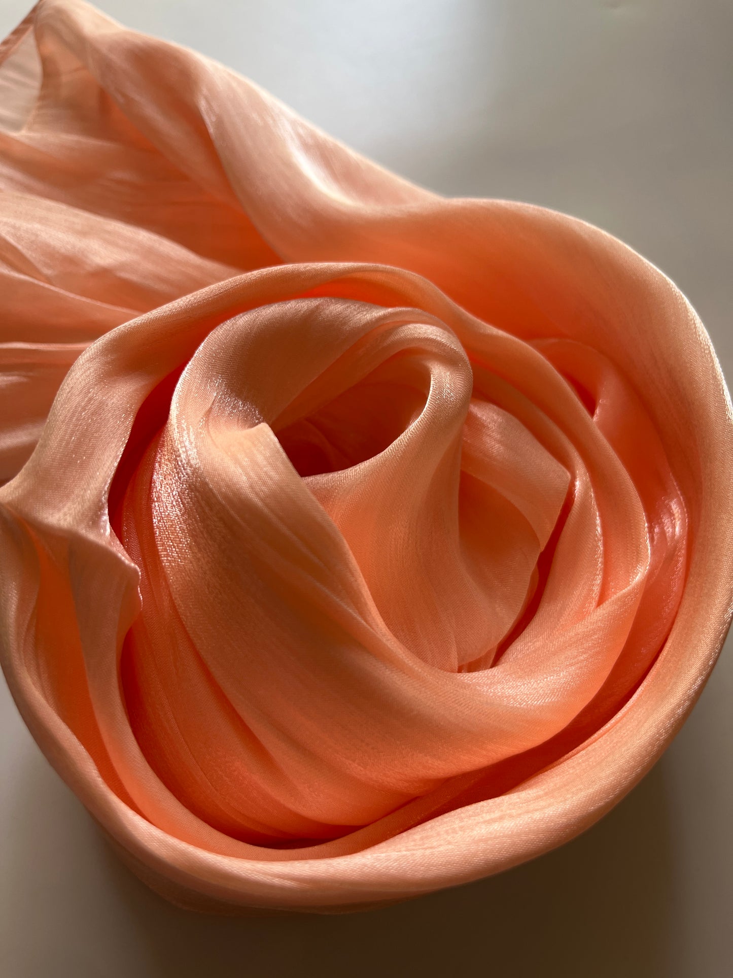 Bright Peach Organza Shimmer Hijab
