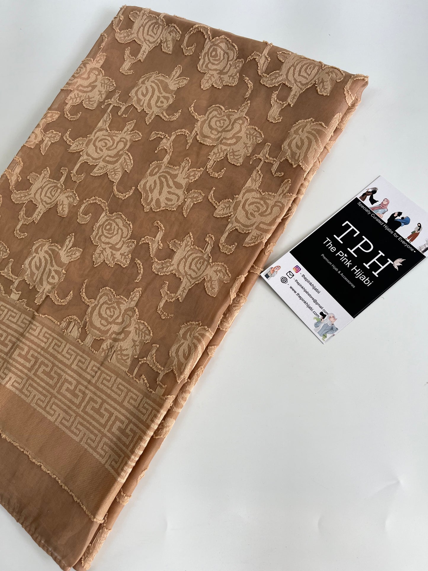 French Beige Chiffon Brasso Hijab Combo Set