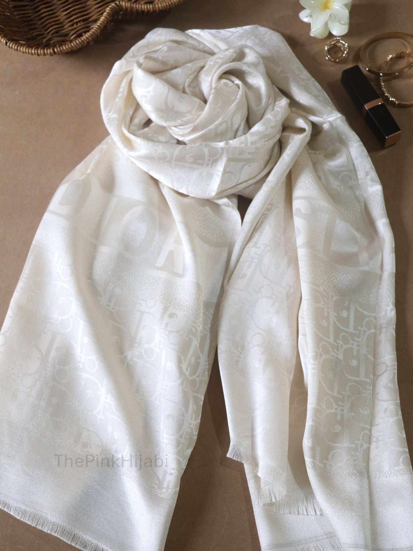 Brand Print Scarf – Viscose Satin Luxe