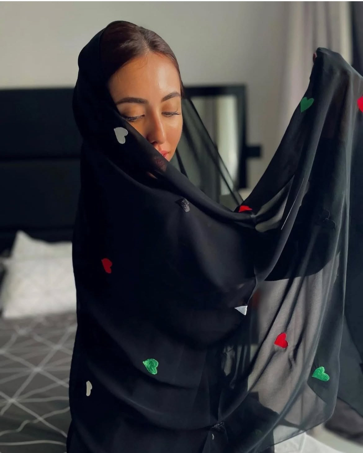 HEART EMBROIDERY HIJAB