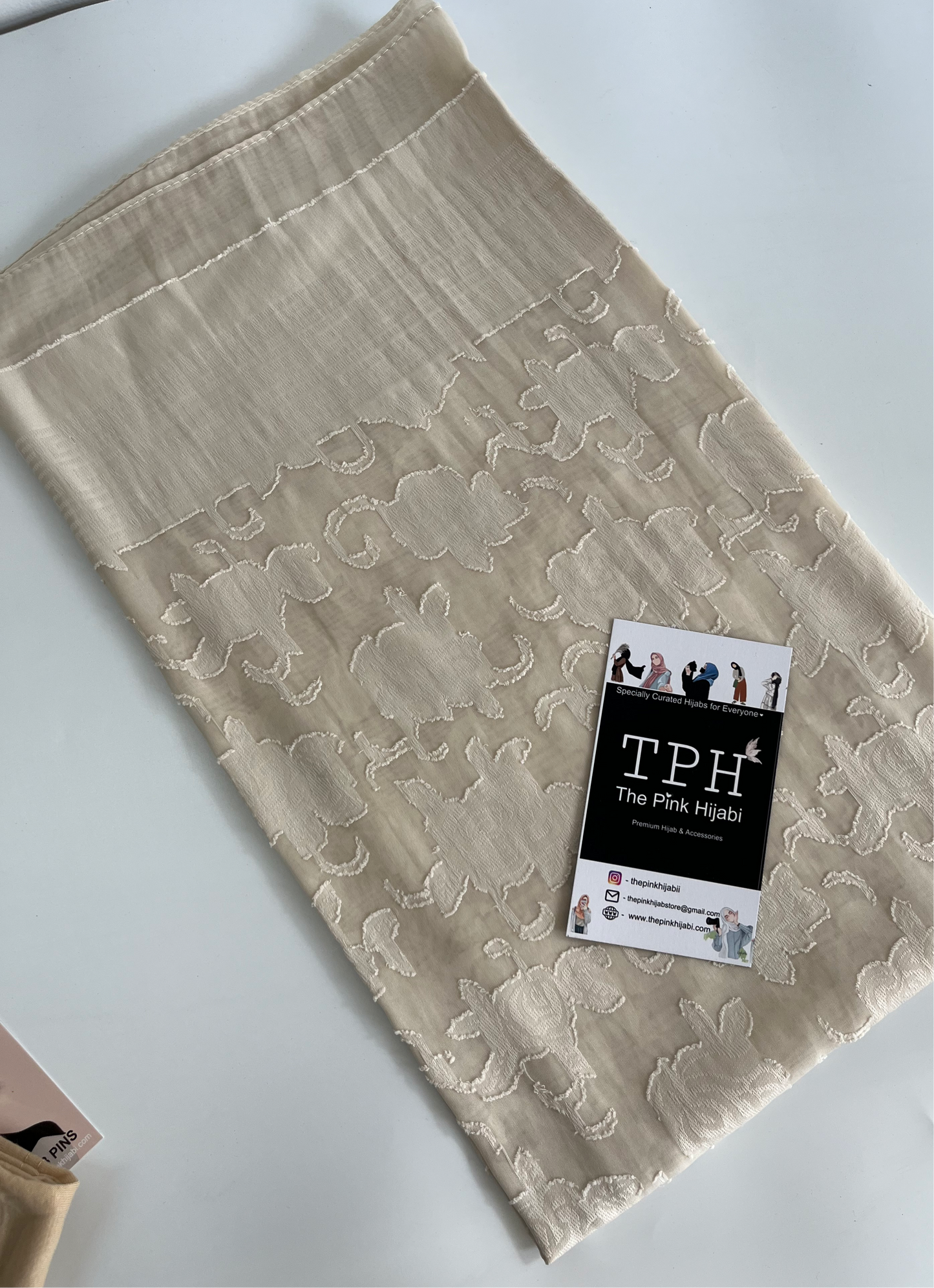 Beige Chiffon Brasso Hijab Combo Set