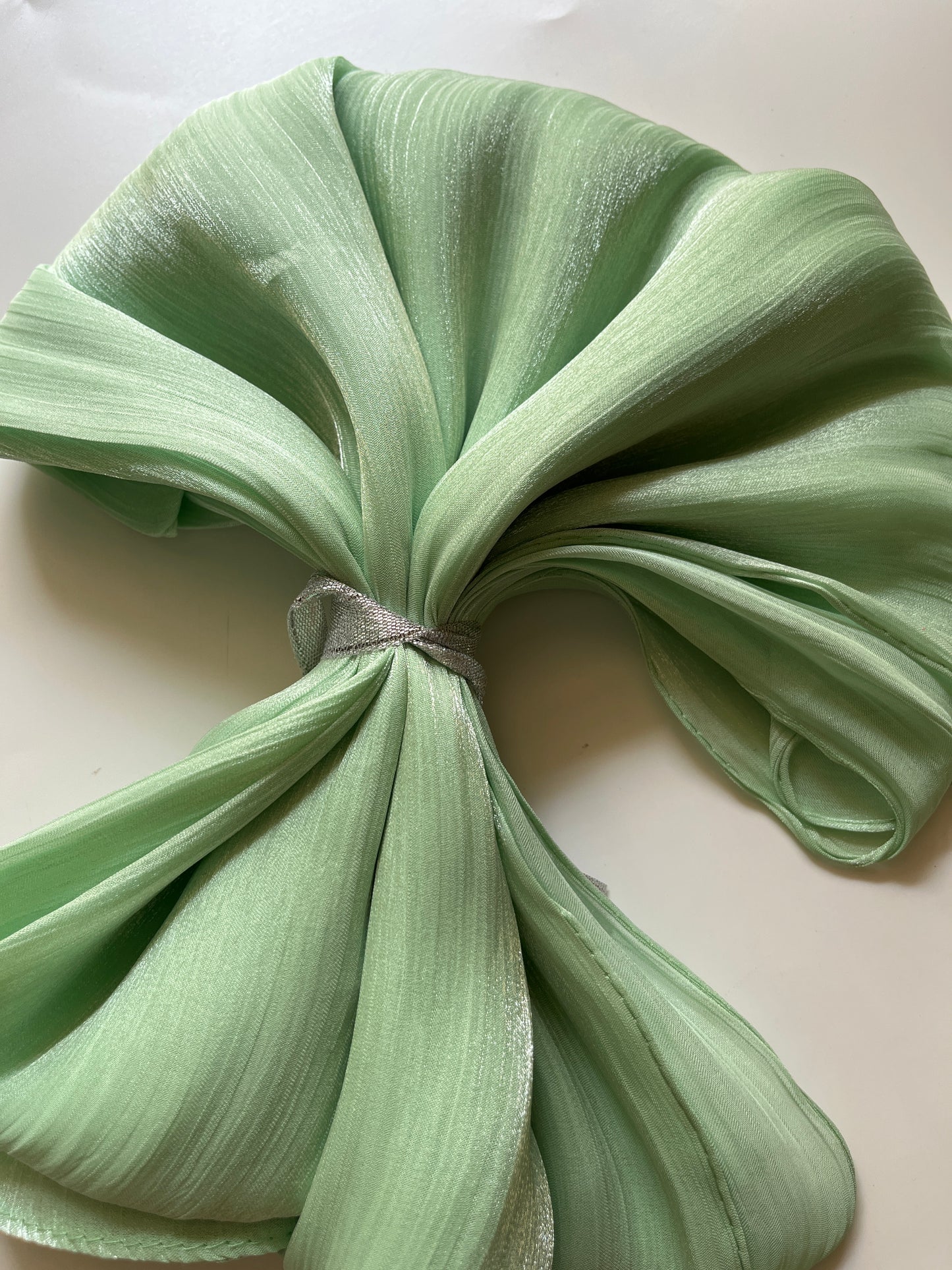 Pastel Green Organza Shimmer Hijab