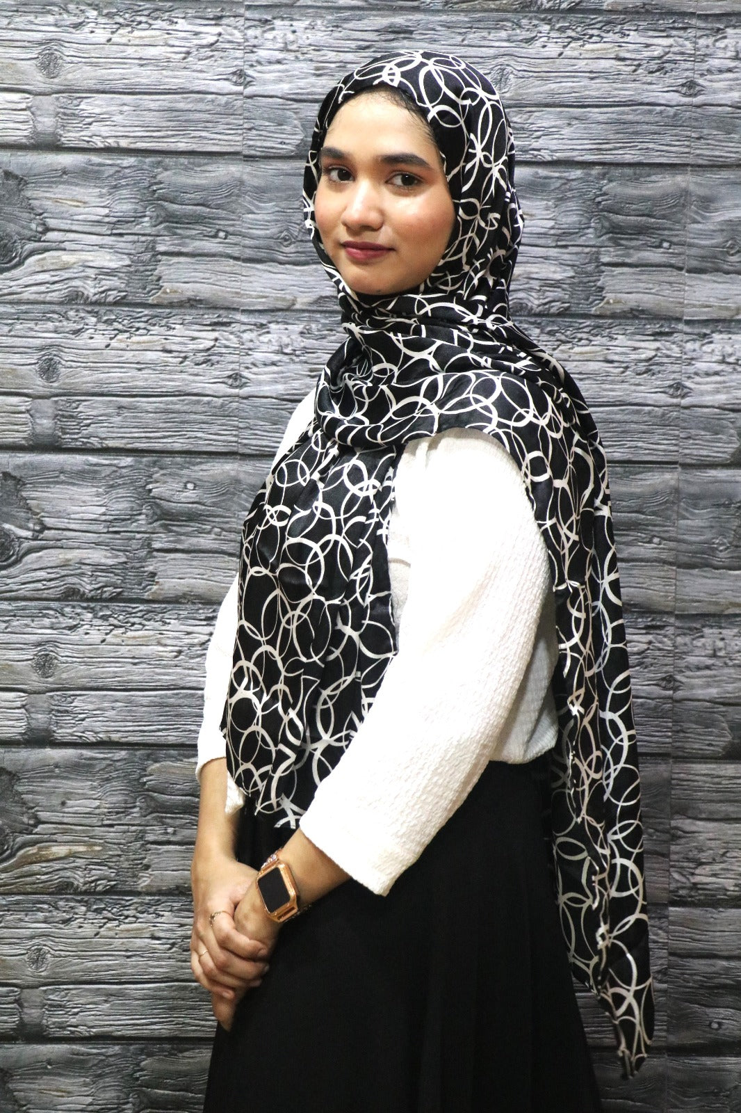 Moon Printed Satin Hijab