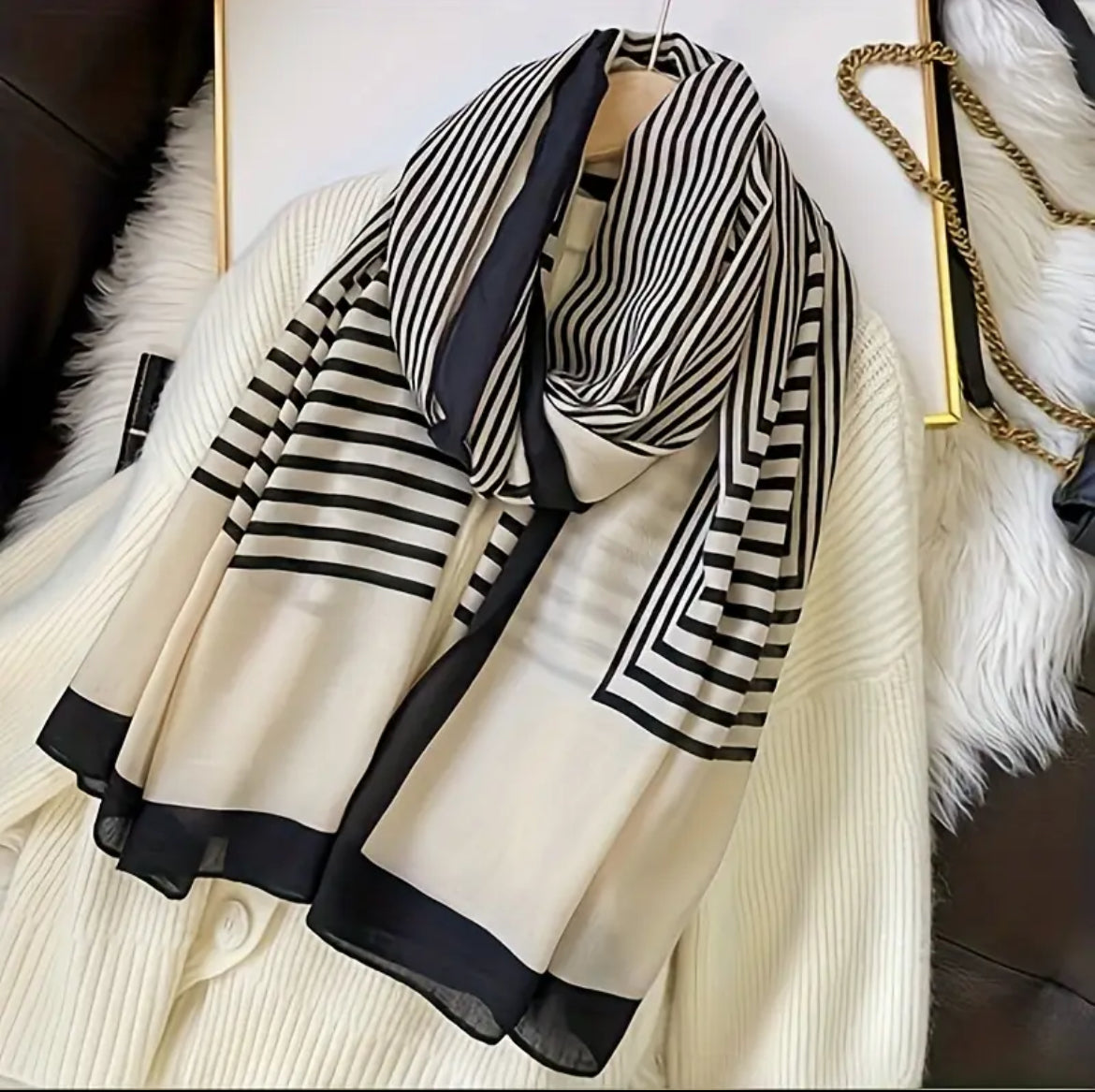 BRANDED VISCOSE COTTON SCARF