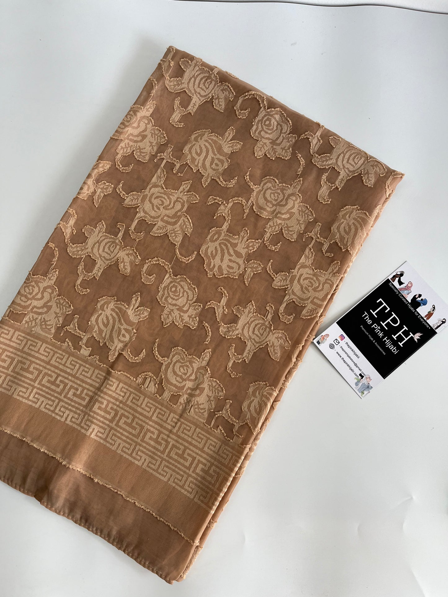 French Beige Chiffon Brasso Hijab Combo Set