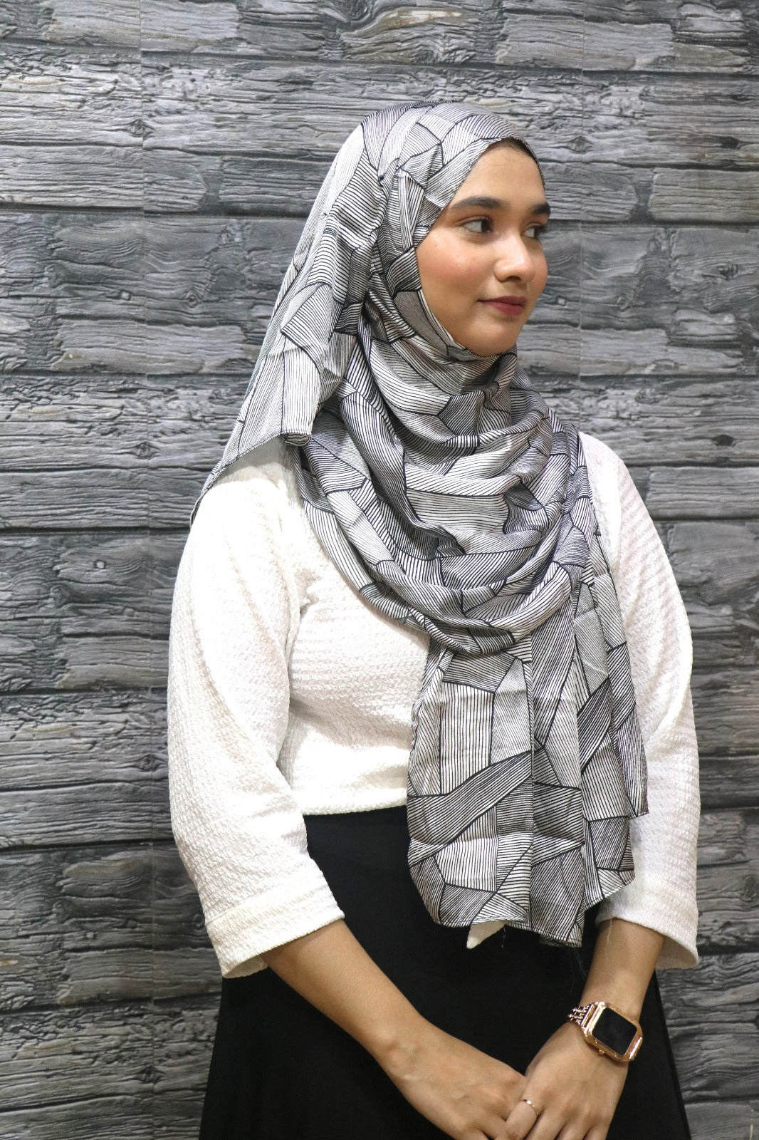 Vintage Printed Satin Hijab