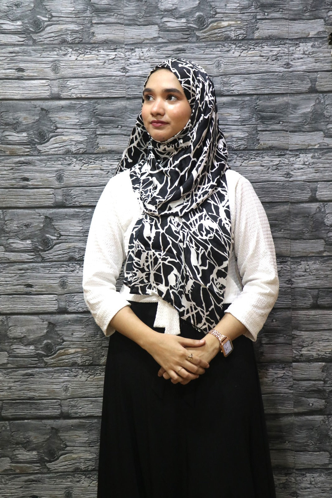 Messy Printed Satin Hijab