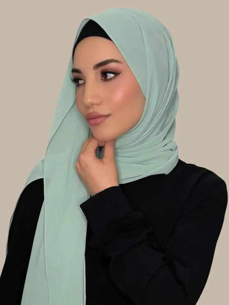 BIG SIZE SEA FOAM CHIFFON HIJAB