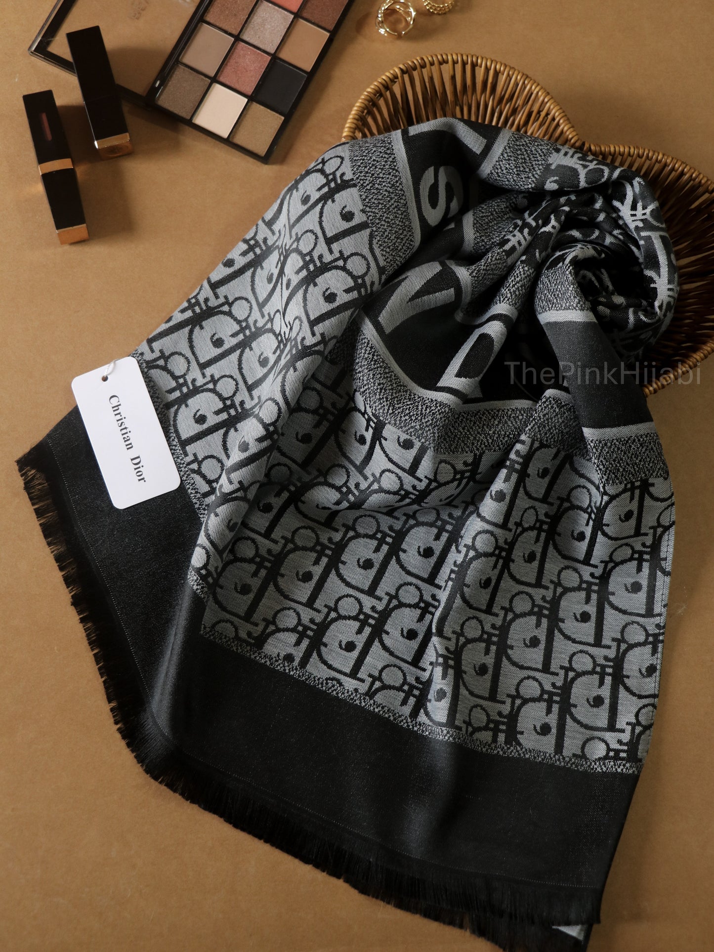 Brand Print Scarf – Viscose Satin Luxe