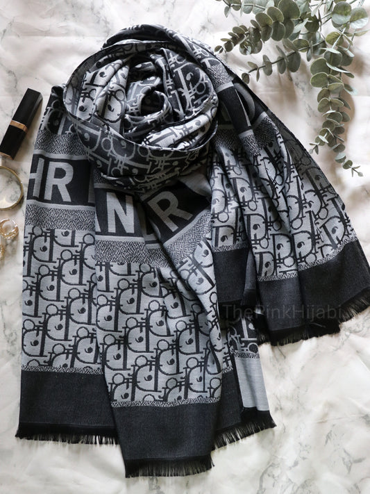 Brand Print Scarf – Viscose Satin Luxe