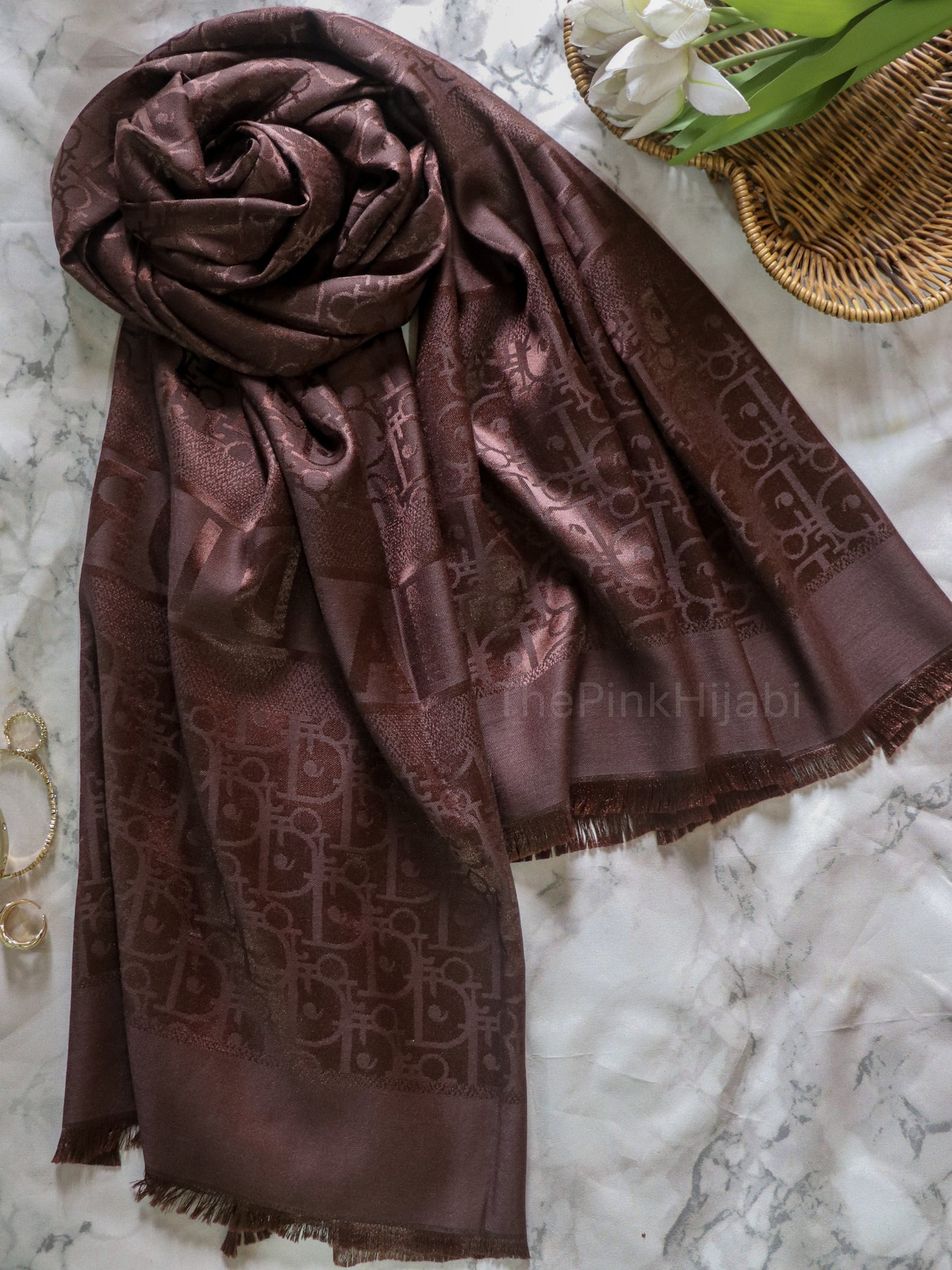 Christian Dior Brand Print Scarf – Viscose Satin Luxe