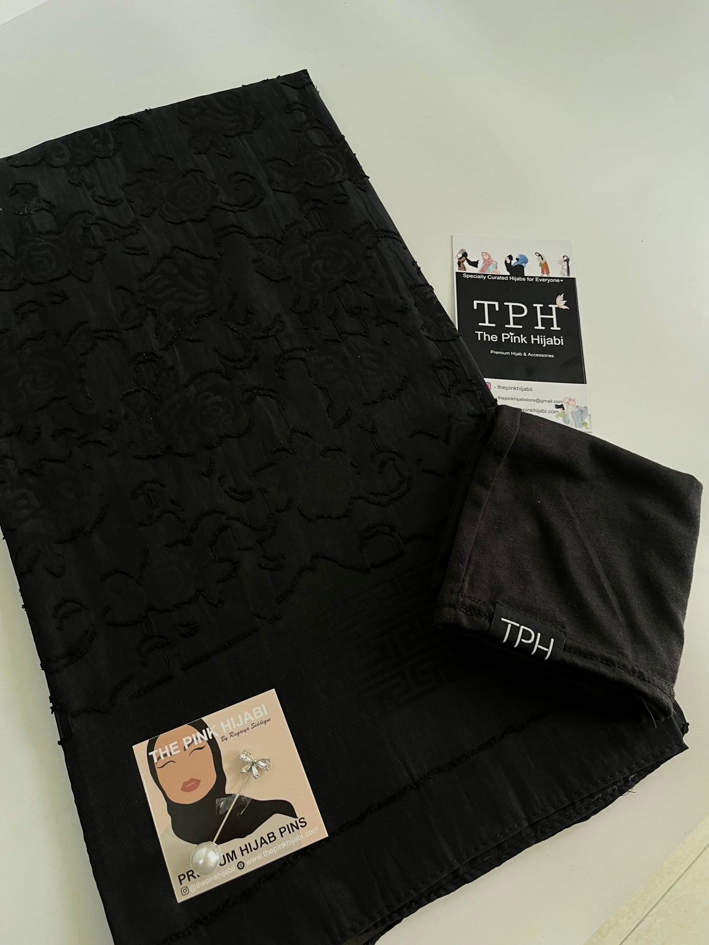 Black Chiffon Brasso Hijab Combo Set