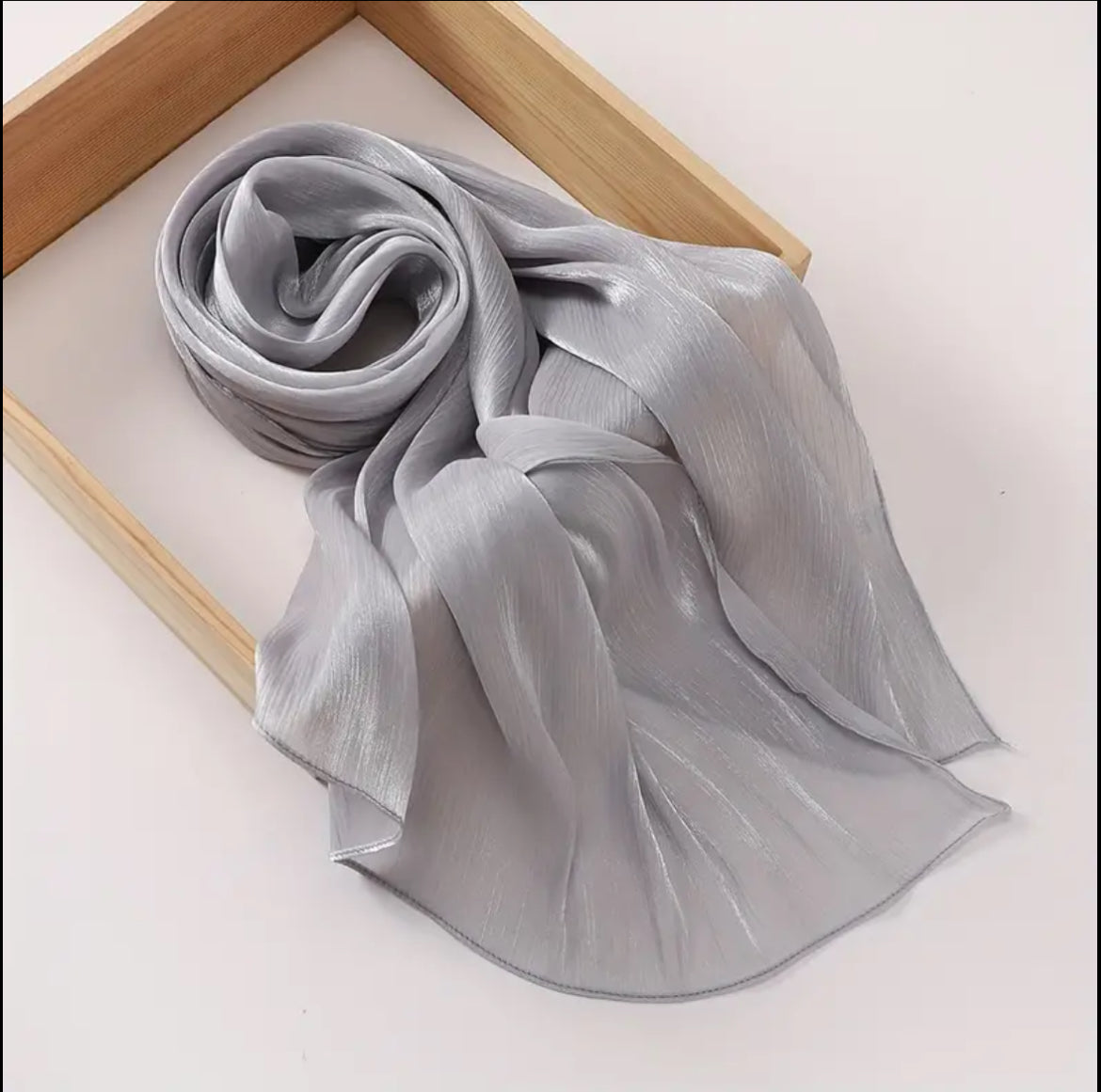 Grey Organza Shimmer Hijab ( Light Grey)