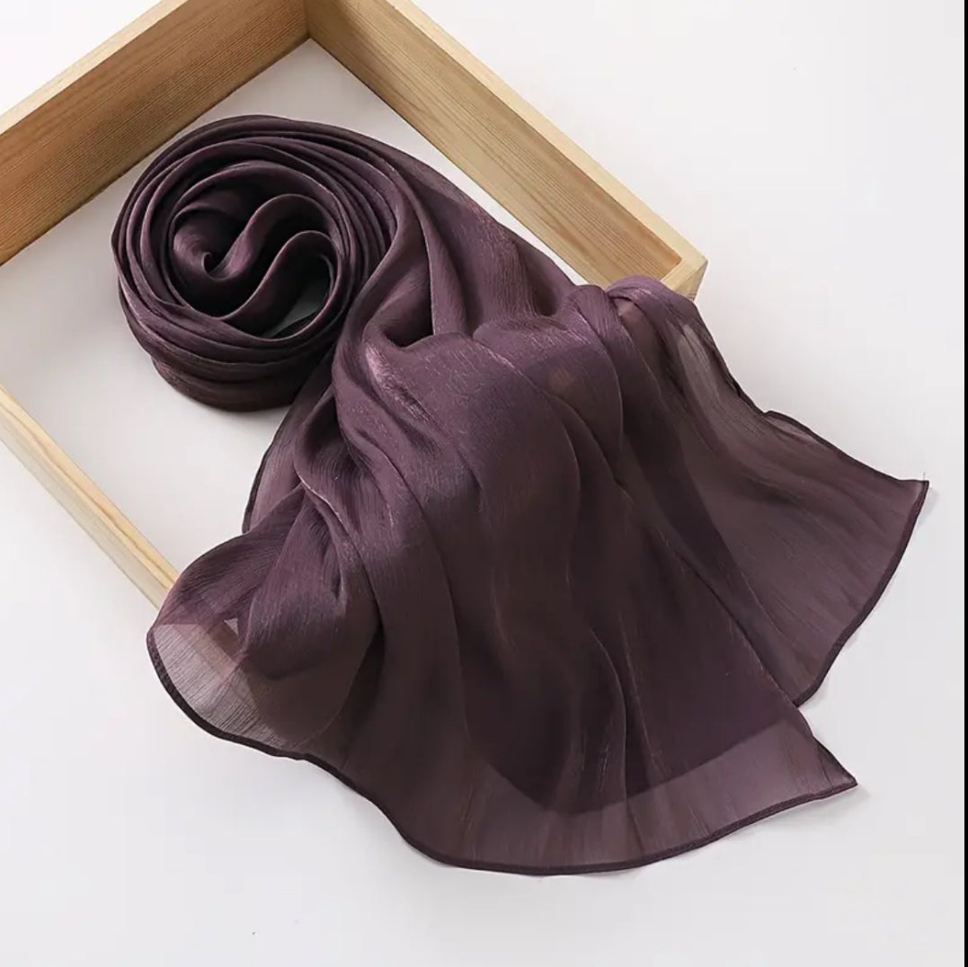 Wine Organza Shimmer Hijab