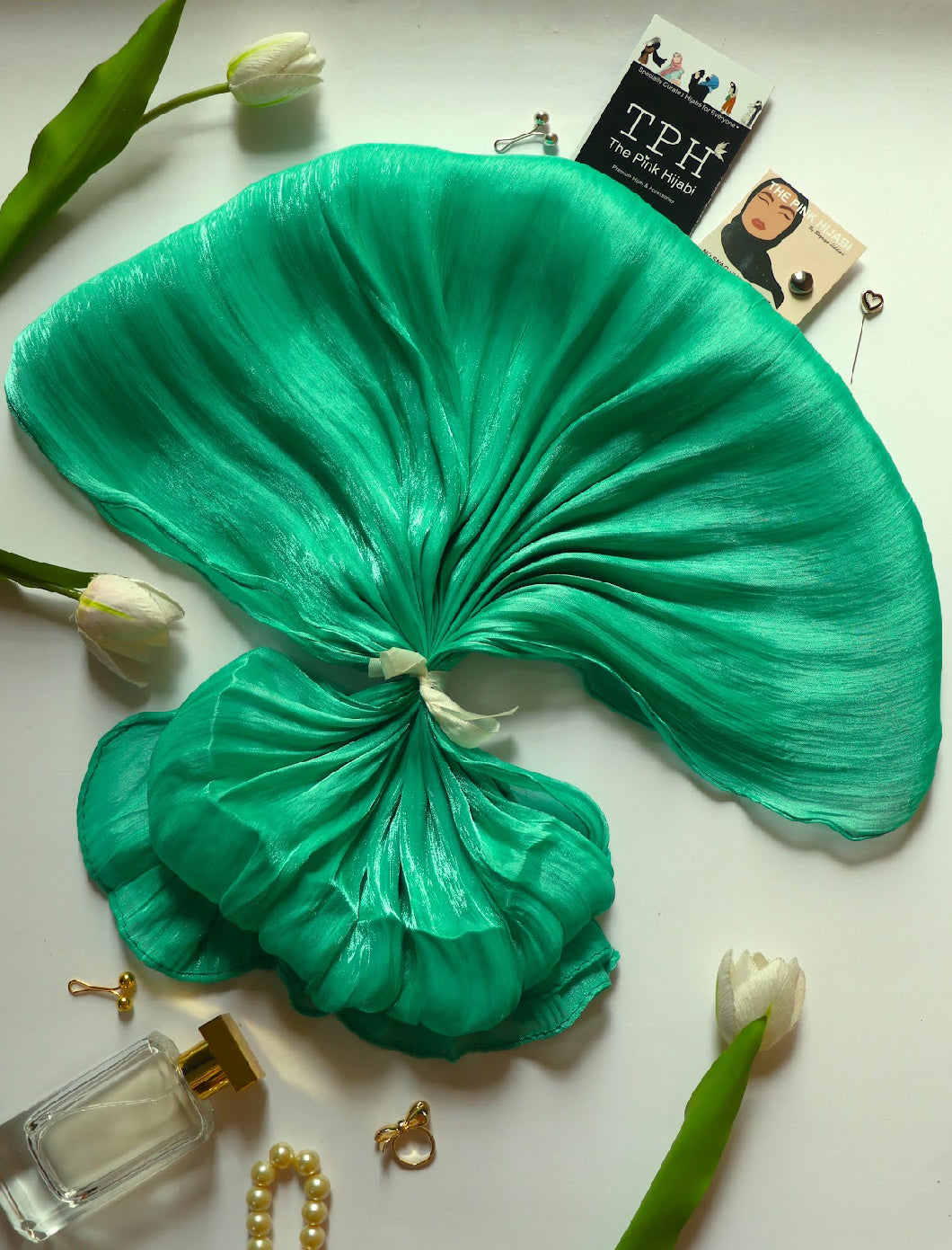 Sea Green Organza Shimmer Hijab