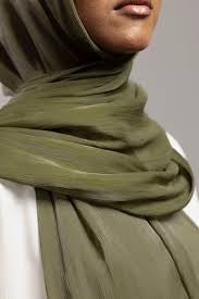 Olive Green Organza Shimmer Hijab