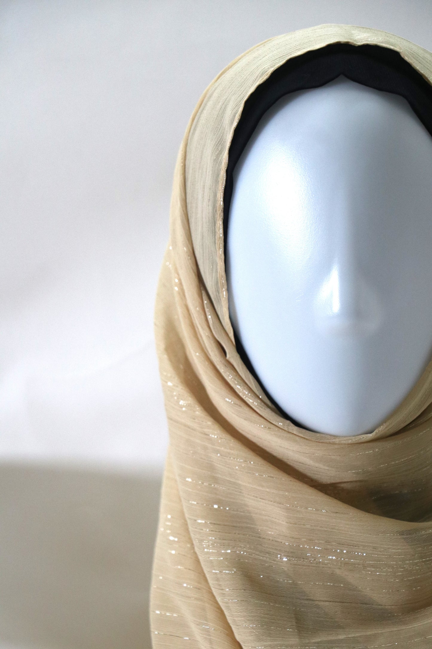 BEIGE METALLIC CHIFFON HIJAB