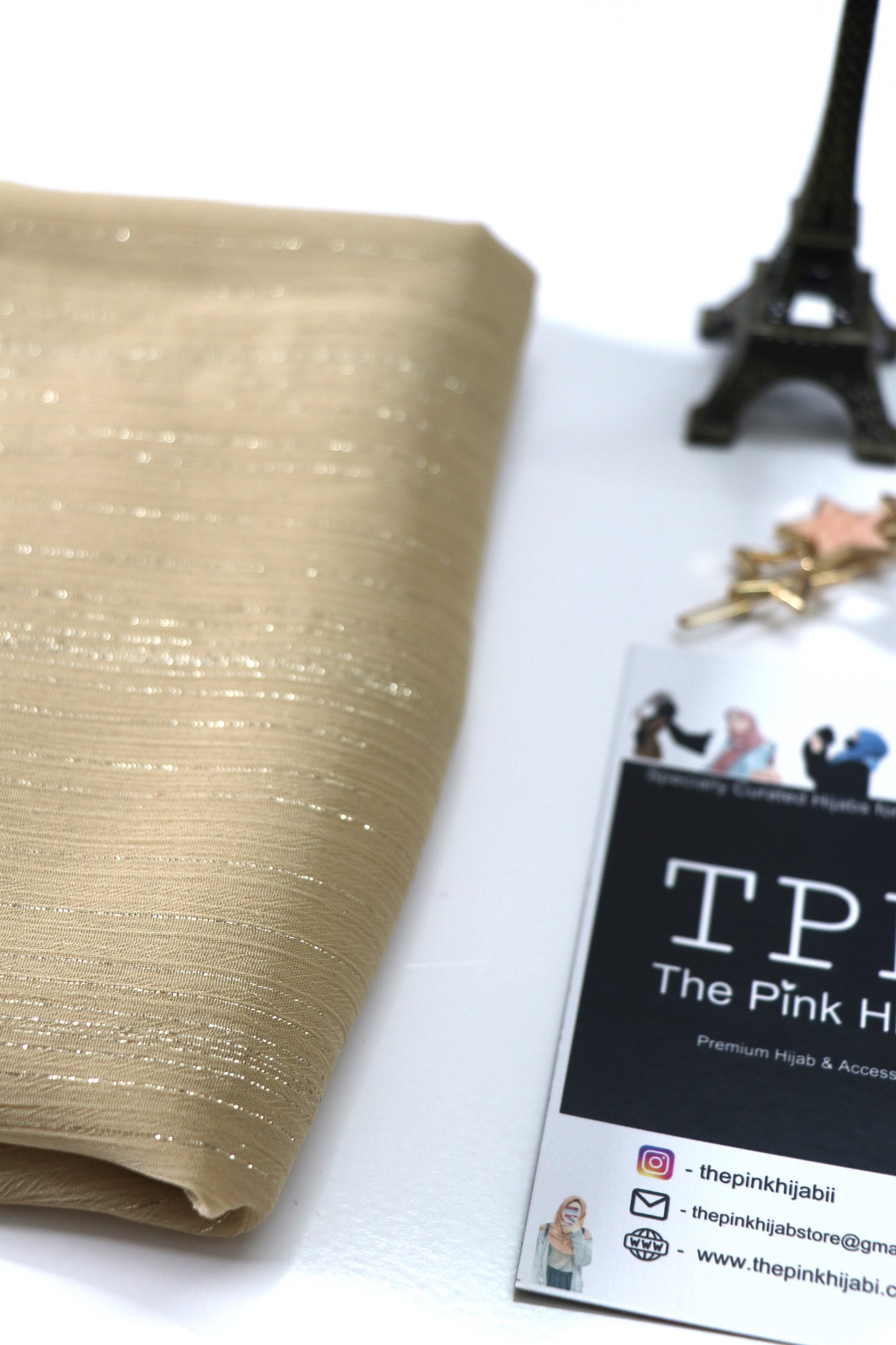 BEIGE METALLIC CHIFFON HIJAB