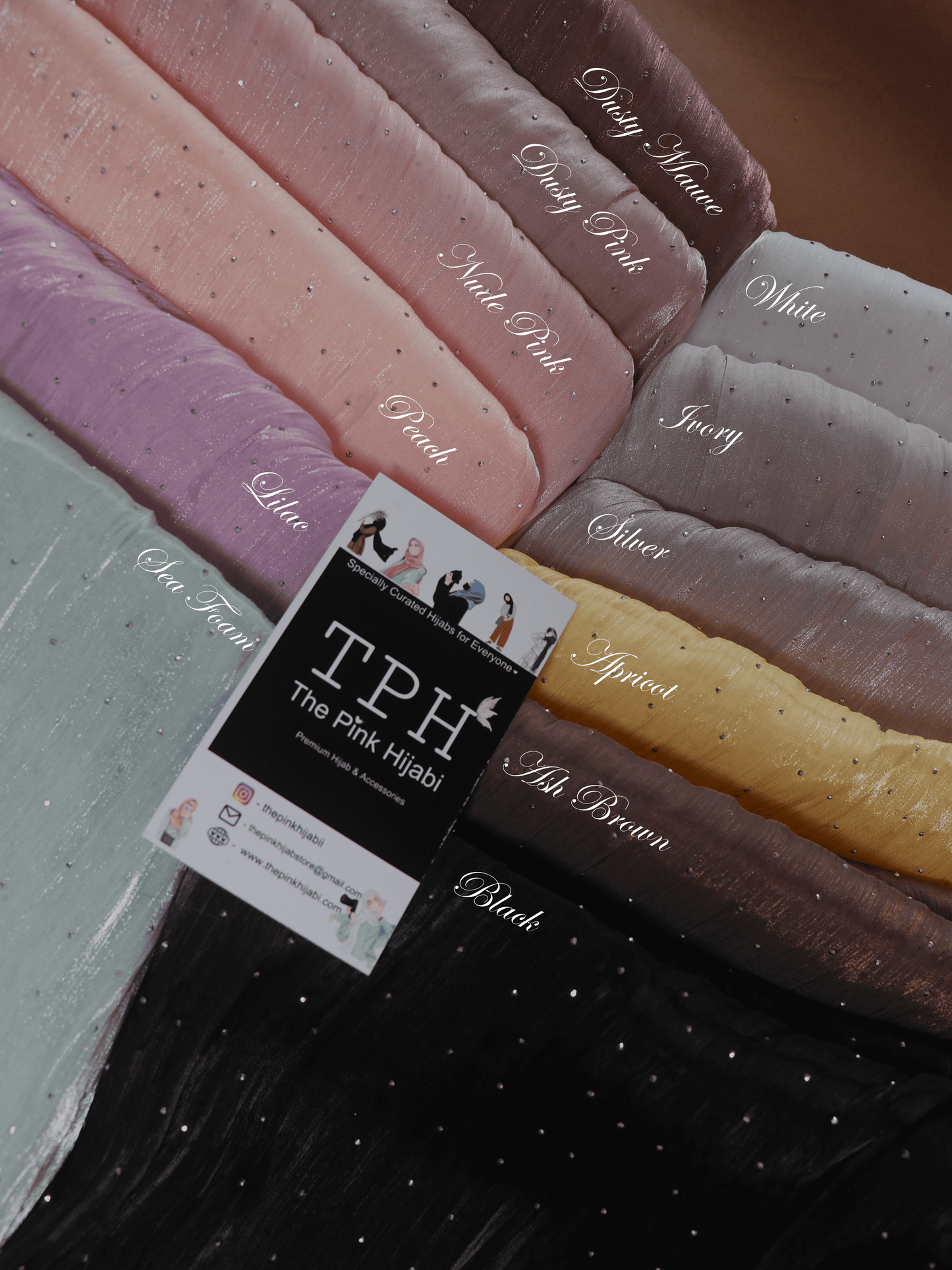 Diamond Organza Hijab – Sea Foam | Fresh Pastel Party Wear Hijab