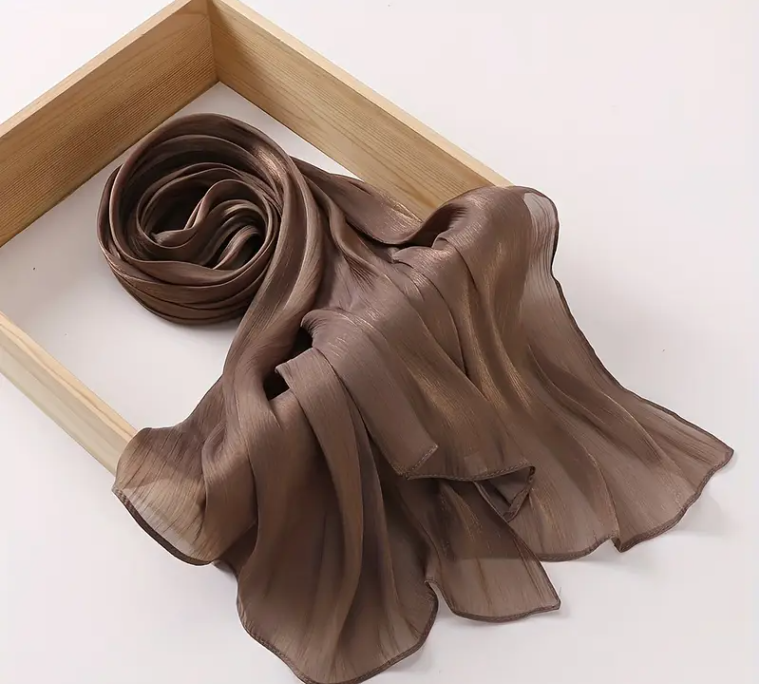 Brown Organza Shimmer Hijab