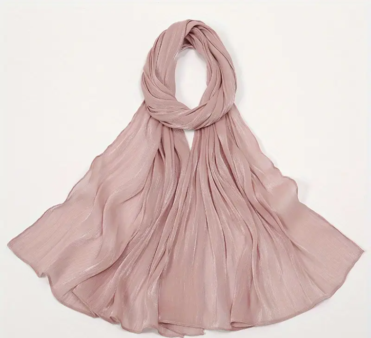 Nude Pink Organza Shimmer Hijab