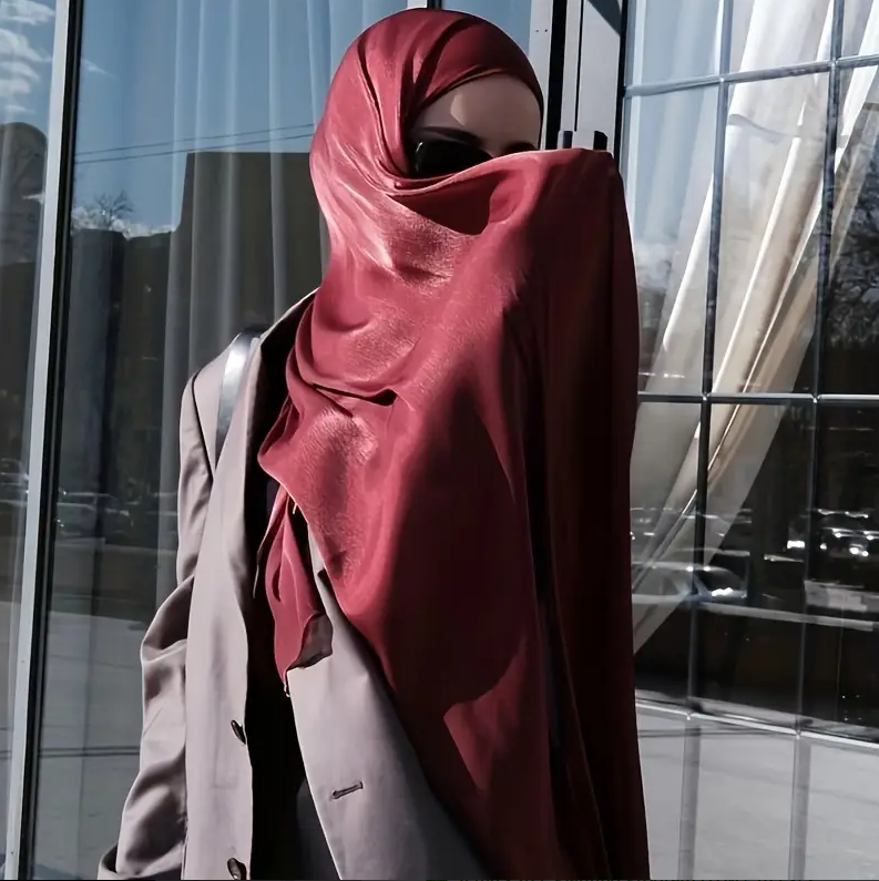 Red Organza Shimmer Hijab