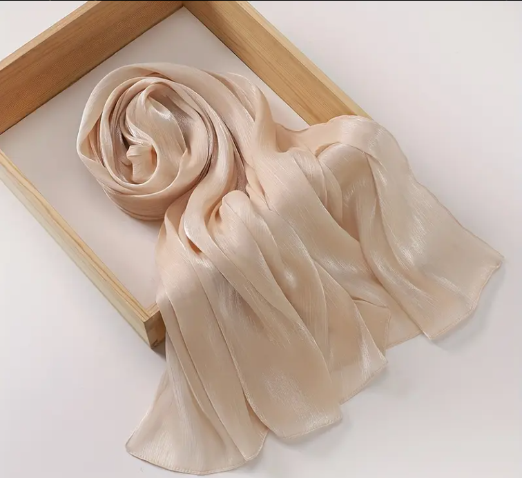 Beige Organza Shimmer Hijab