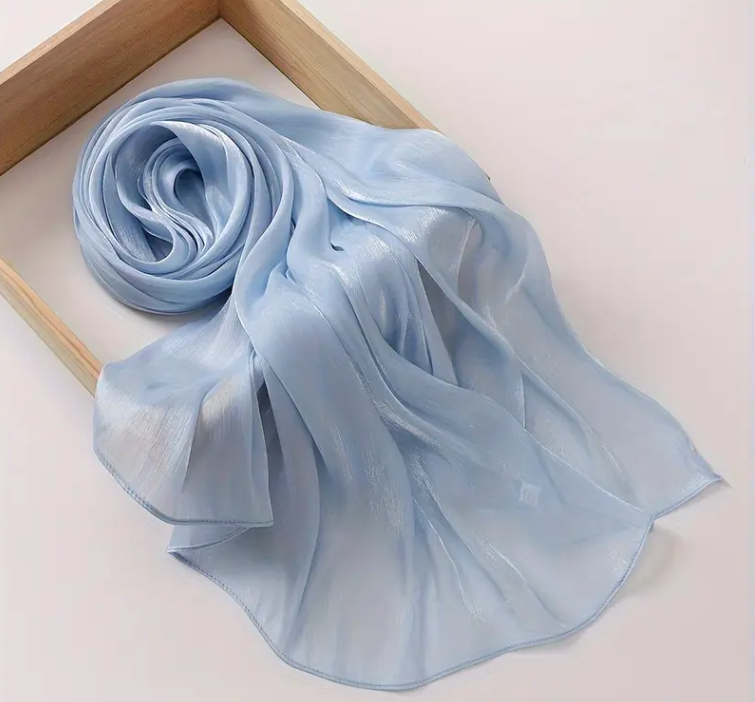 Sky Blue Organza Shimmer Hijab