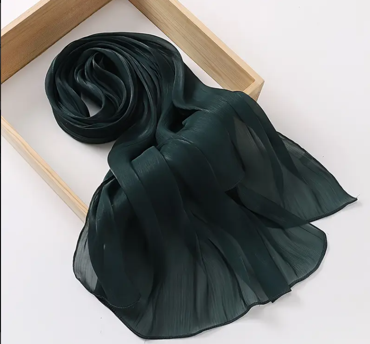 Dark Green Organza Shimmer Hijab