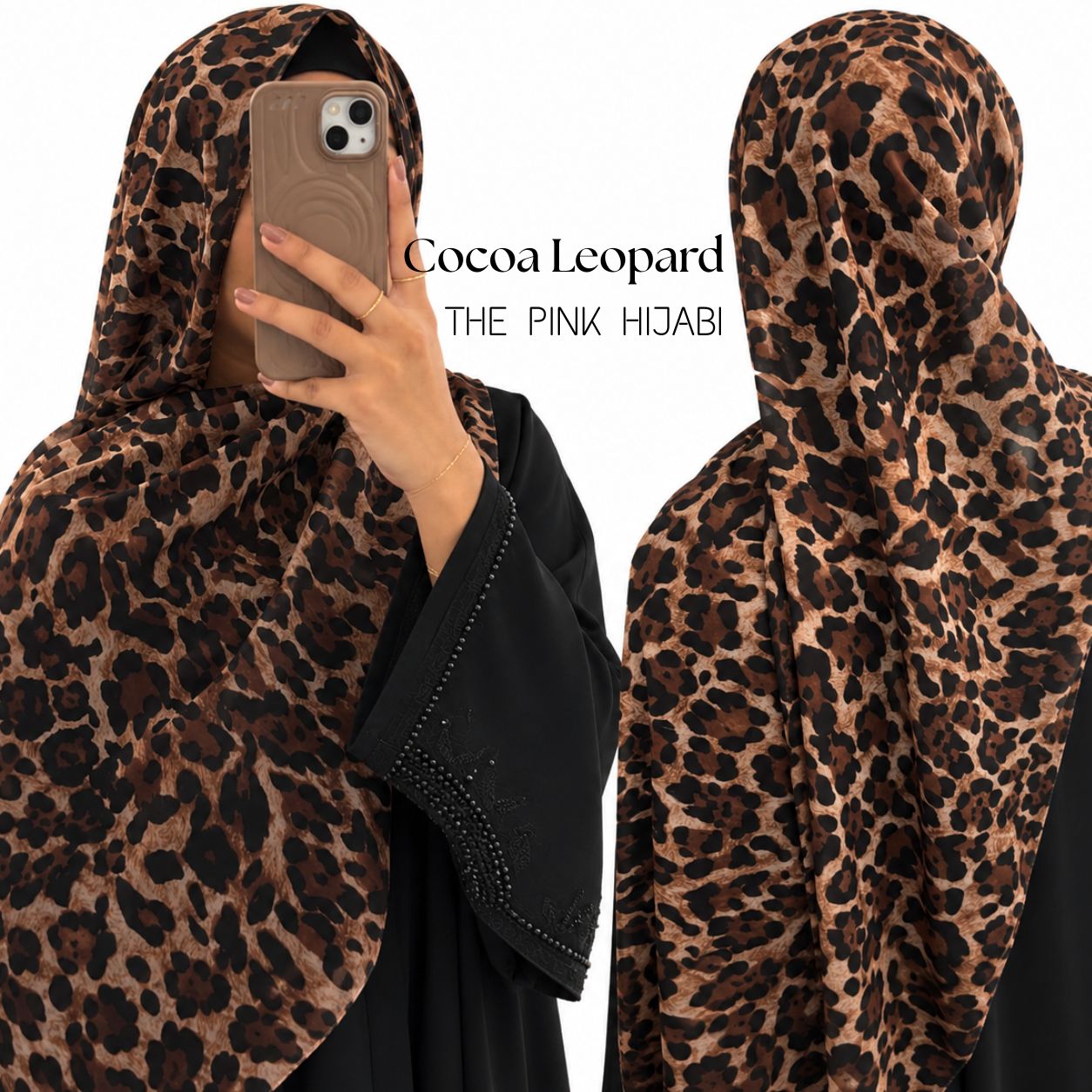 Cocoa Leopard Animal Print Scarves | The Pink Hijabi