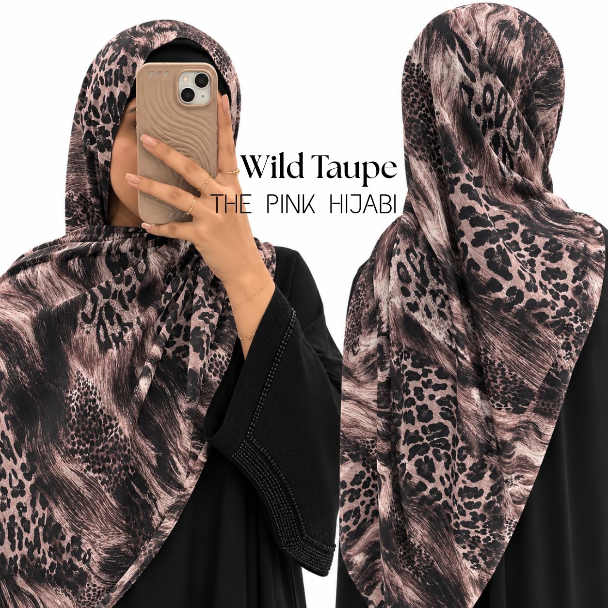 Wild Taupe Animal Print Scarves | The Pink Hijabi