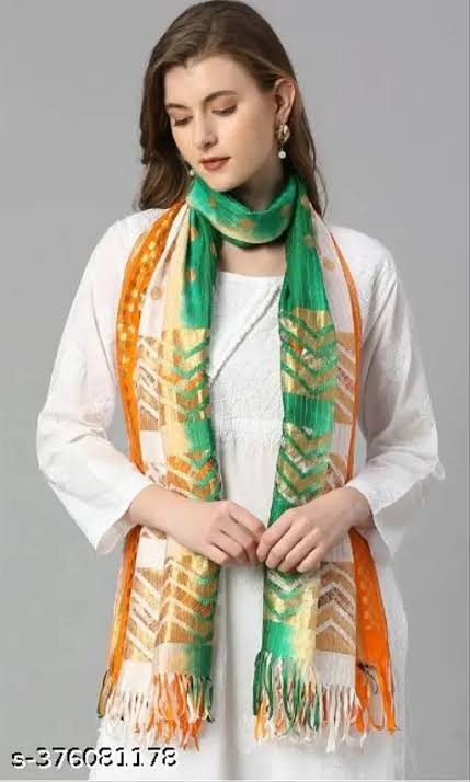 Tri-Colour Netted Chiffon Dupatta