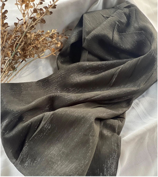Charcoal Grey Organza Shimmer Hijab