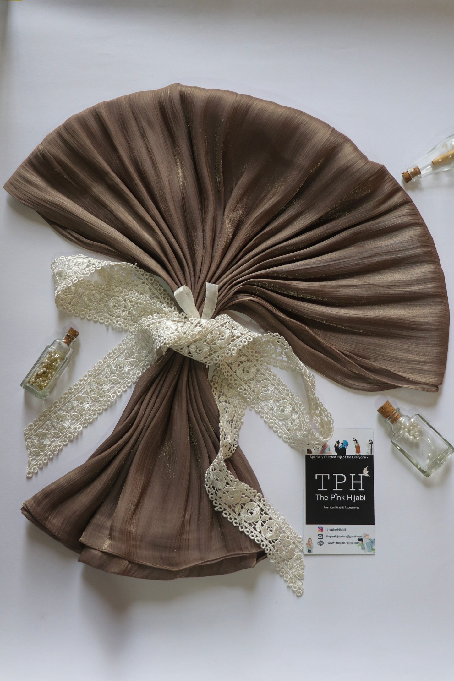 Brown Organza Shimmer Hijab