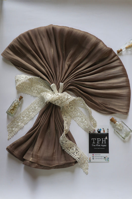 Brown Organza Shimmer Hijab