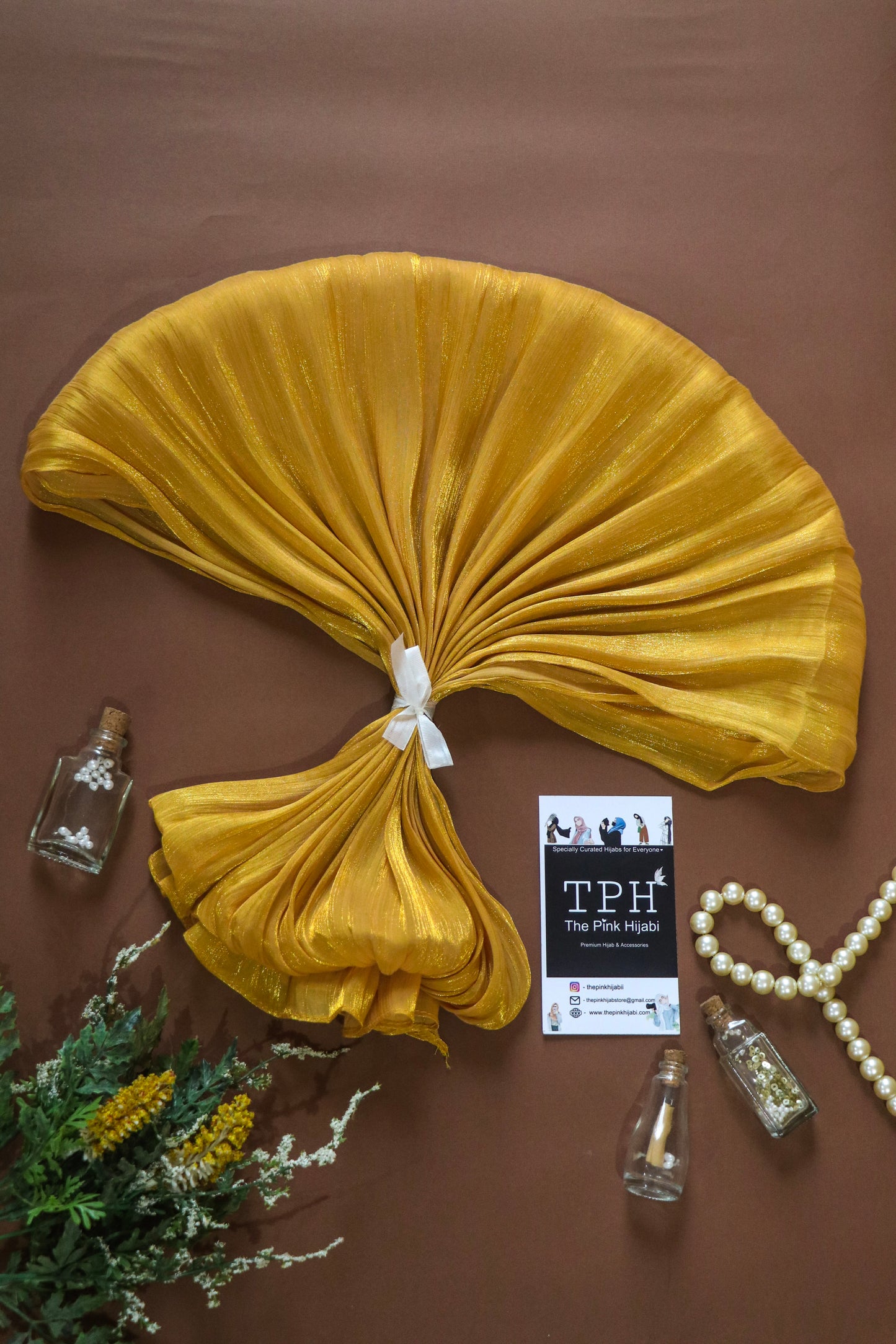 Mustard Organza Shimmer Hijab