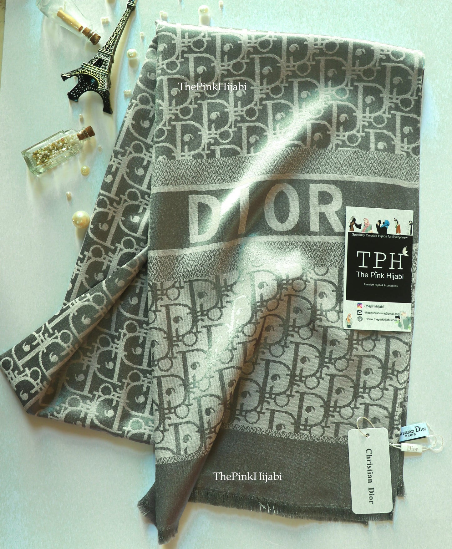 Silver luxury cashmere silk scarf – The Pink Hijabi