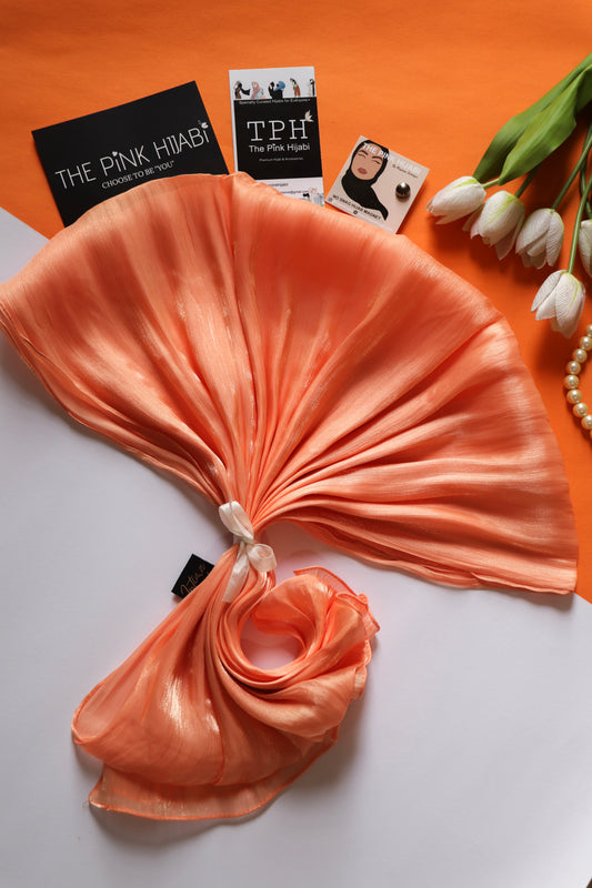 Peach Organza Shimmer Hijab