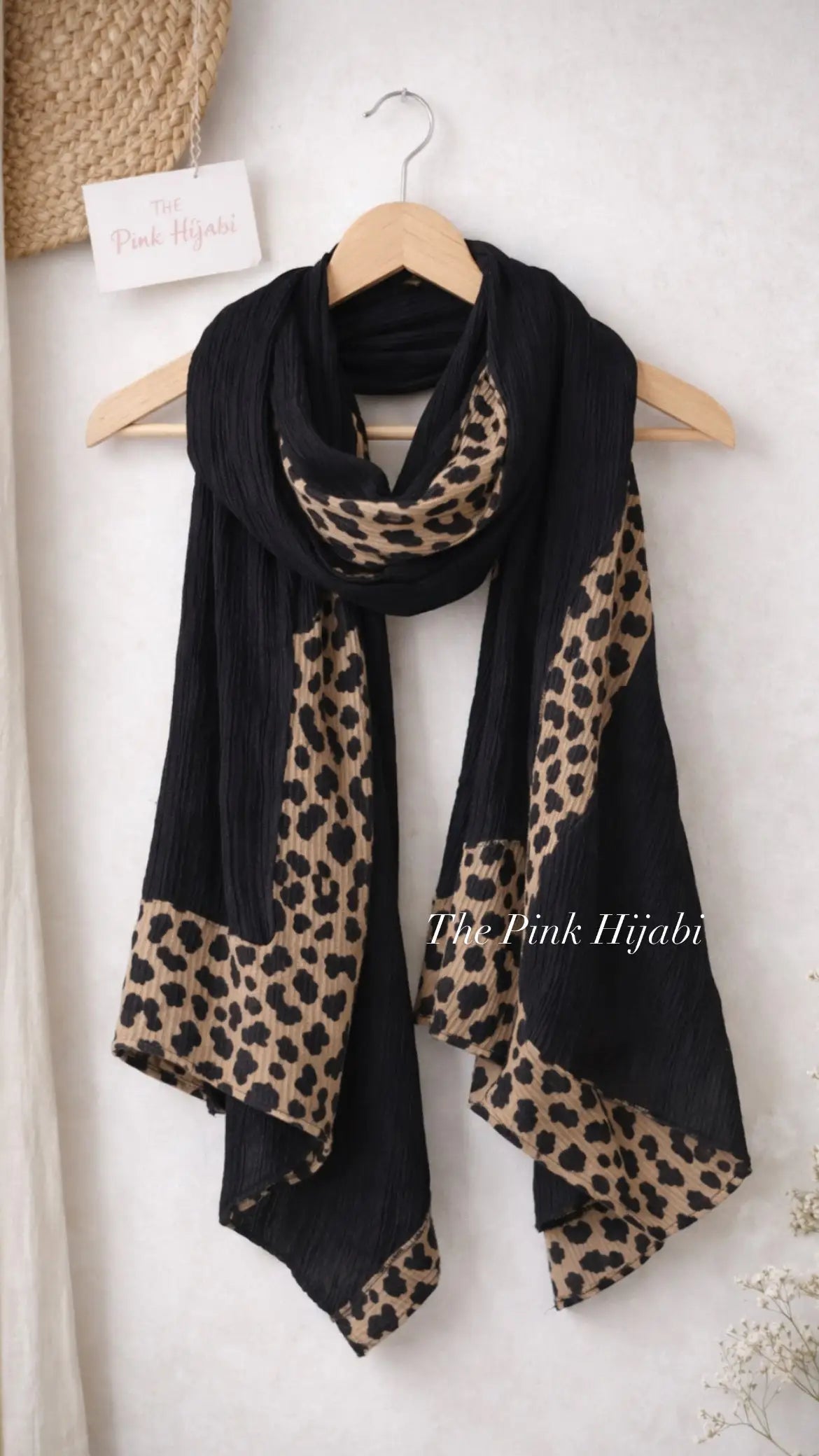 Cheetah Print Ribbed Chiffon Viscose Hijab | The Pink Hijabi