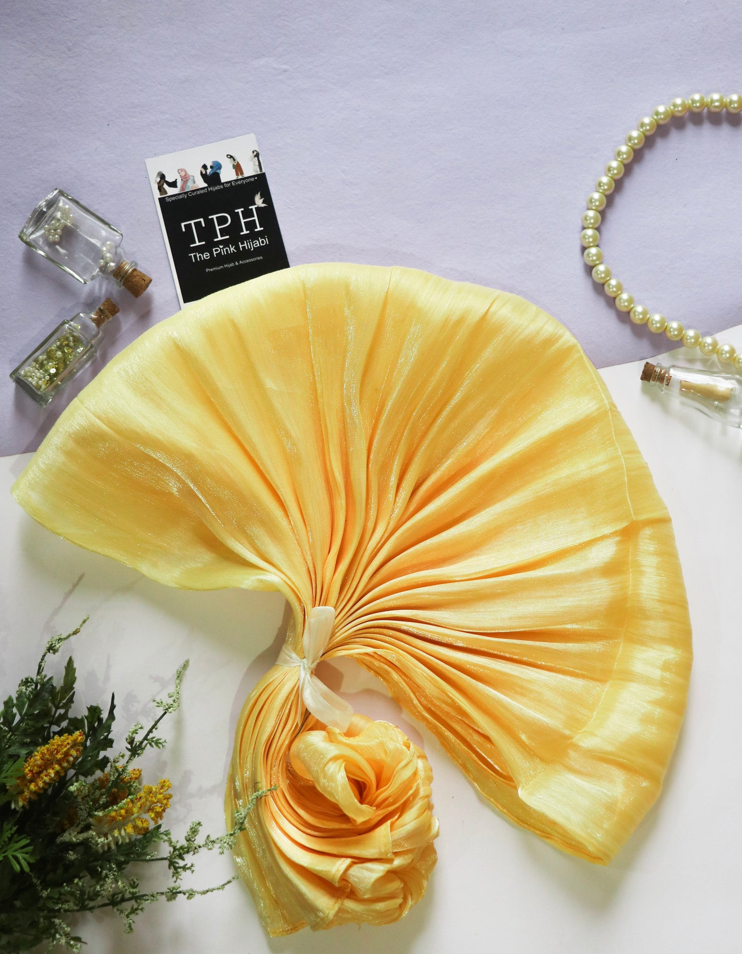 Pale Golden Organza Shimmer Hijab