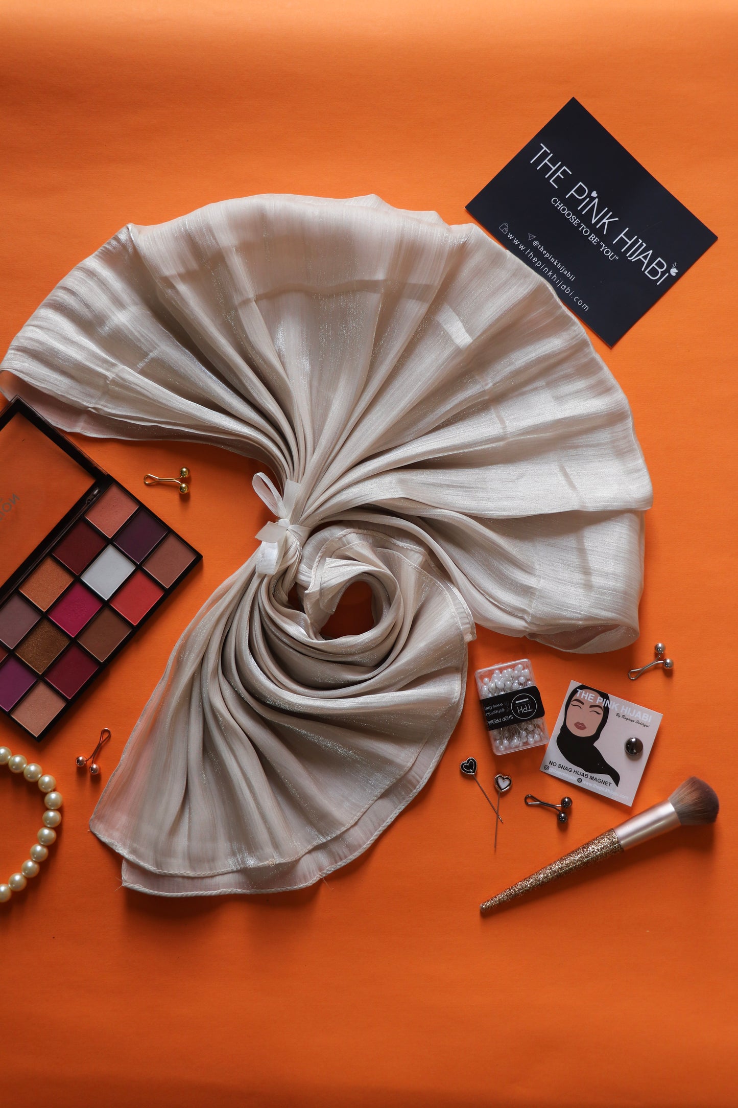 Dark Beige Organza Shimmer Hijab