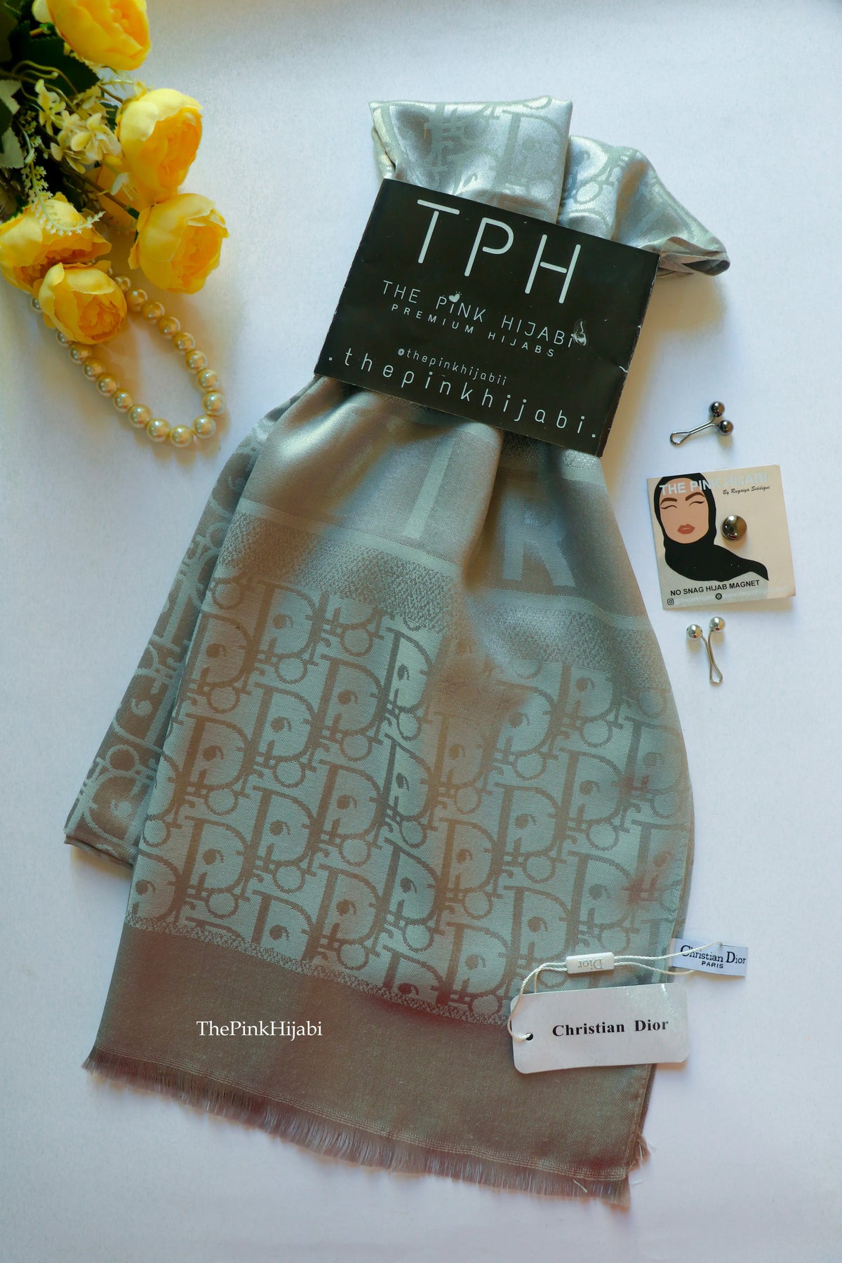 Silver luxury cashmere silk scarf – The Pink Hijabi