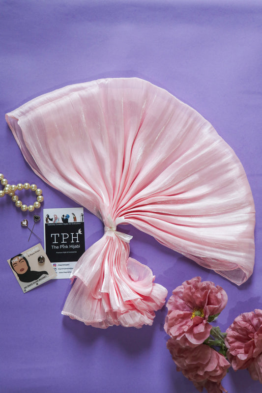 Baby Pink Organza Shimmer Hijab